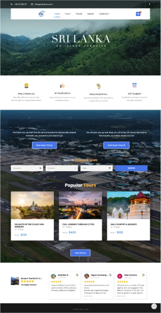Inbound tour operator website